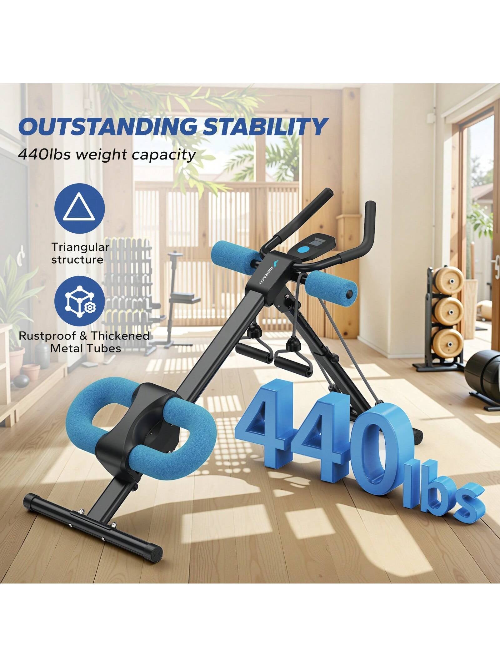 MERACH Ab Machine for Home Gym, Ab Workout Equipment, Other Waist & Abdominal Machine,Height Adjustable Ab Trainer, Foldable Fitness Equipment, Abdominal Trainers Ab Workout Machine